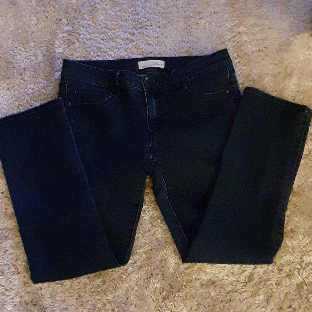 Ann Taylor Loft Modern Kick Stretch Crop dark wash denim blue jeans sz 26 EUC… - Picture 2 of 8